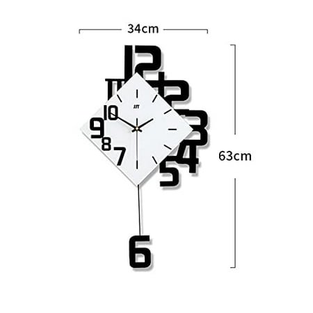 Modern Square Wall Clock, Large 3-D Creative Wall Clock, Battery Powered Non-Ticking Living Room Pendulum Clock Fashion Decoration for Living Room, Office, Home Decor (Not Include