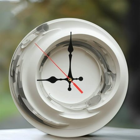 Modern White Decorative Wall Art Sculpture 10-Inch Silent Wooden Wall Clock, Battery Operated (AA Batteries Not Included), Artistic Home Decor