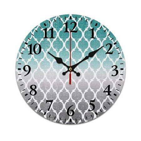 Moroccan Turquoise Gray Ombre Wall Clock Modern Design Clocks Wall Hanging Home Office School Clocks Round PVC Wall Clocks