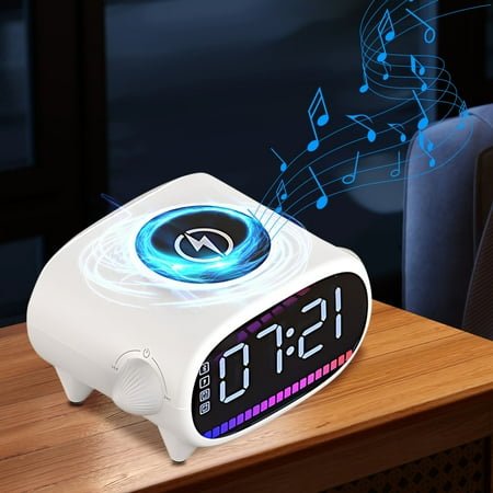 Multi-Function Five-In-One Alarm Clock Bluetooth Speaker Wireless Quick Charge Nightlight Clock Desktop Wireless Charger Iphone Charger Fast Charging Iphone 15 Charger Halloween Gifts