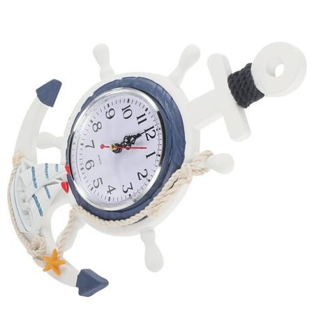 Nautical Ship Wheel Anchor Clock Beach Sea Theme Wall Hanging Decor