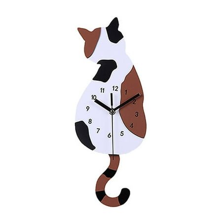 Necvior 3D Motion for Cat Wall Clock Acrylic Easy to Read for Indoor Hotel Home Cafe Dec
