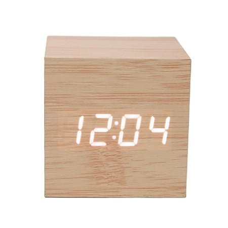 NeveLance Silent, USB/Battery Operated, Temperature Display Wooden Grain LED Desk Clock