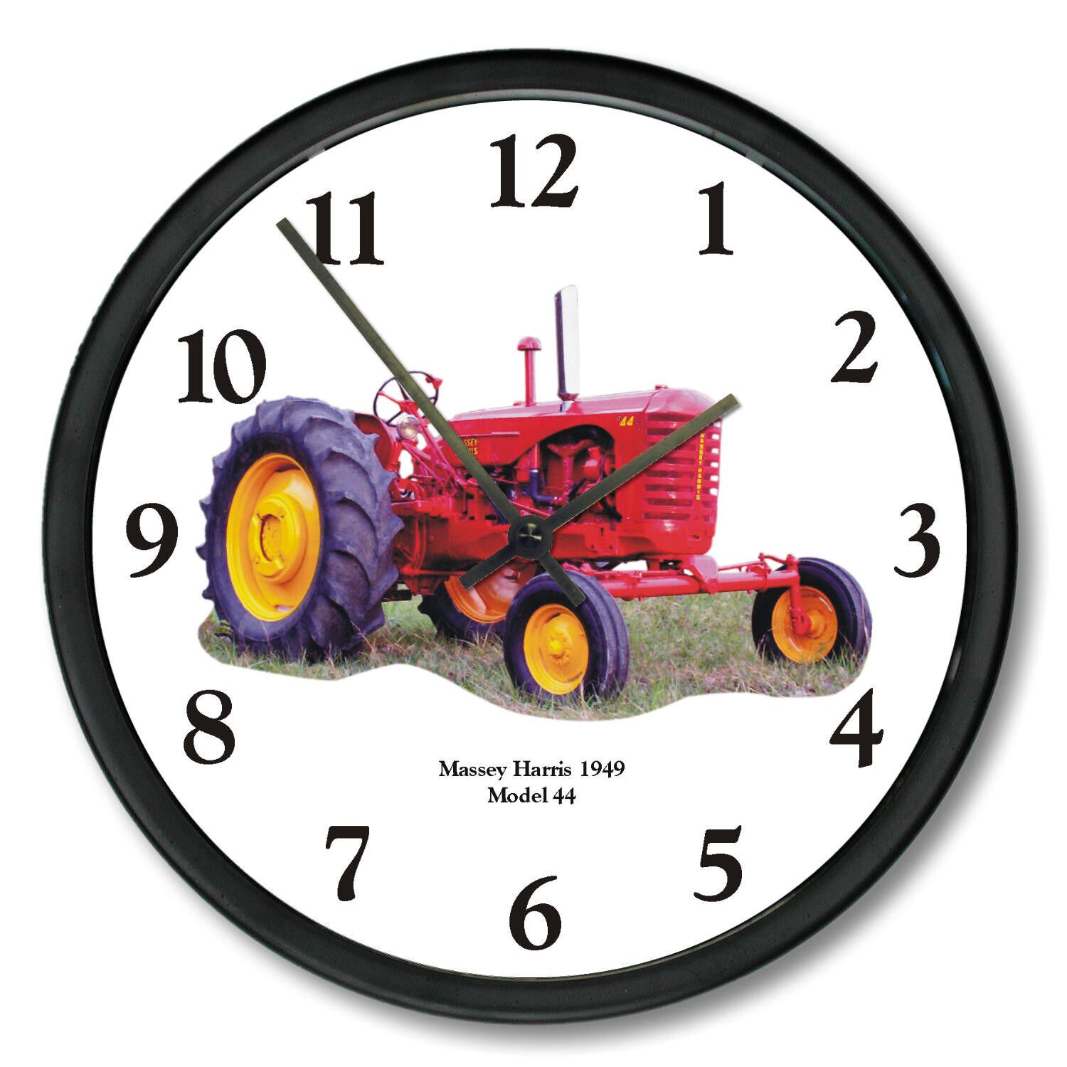 New MASSEY HARRIS Model 44 Tractor Wall Clock 1949 Restored Red Tractor 10" Roun