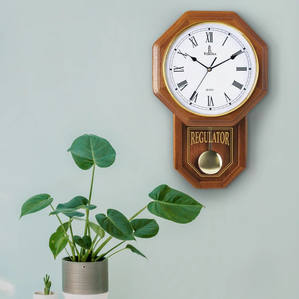 NEW Verona Wall Clock with Pendulum - Quartz movement - Real Wood High Quality