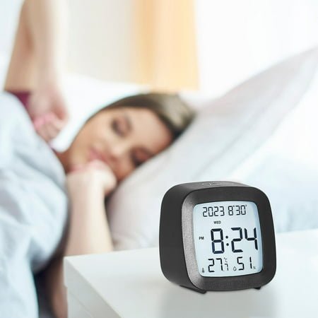 Newxiaaa Multifunctional Temperature Clock, Adjustable Volume Extra Loud Alarm Clock Silent Non-Ticking Classic Clock Children's Training Clock, For Bedroom Home (Black)