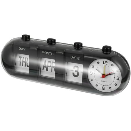 NUOLUX Calendar Clock Perpetual Desk Manual Date Display Digital Day Month Vintage Alarm Table Calendars Home Time Quartz