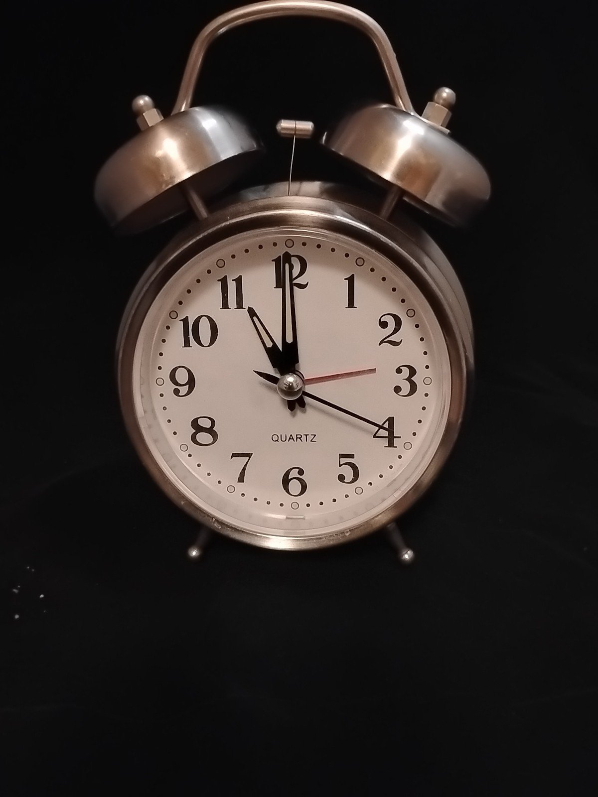 Old Fashioned Sharp Quartz Alarm Clock SilverTone Twin Bells Tested Works