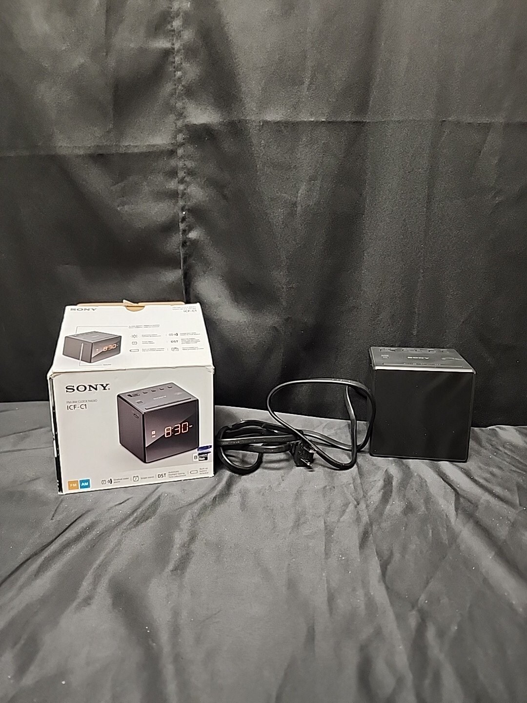 Open Box Sony ICF-C1 Alarm Clock Radio Black With Gradual Buzzer Alarm AM/FM