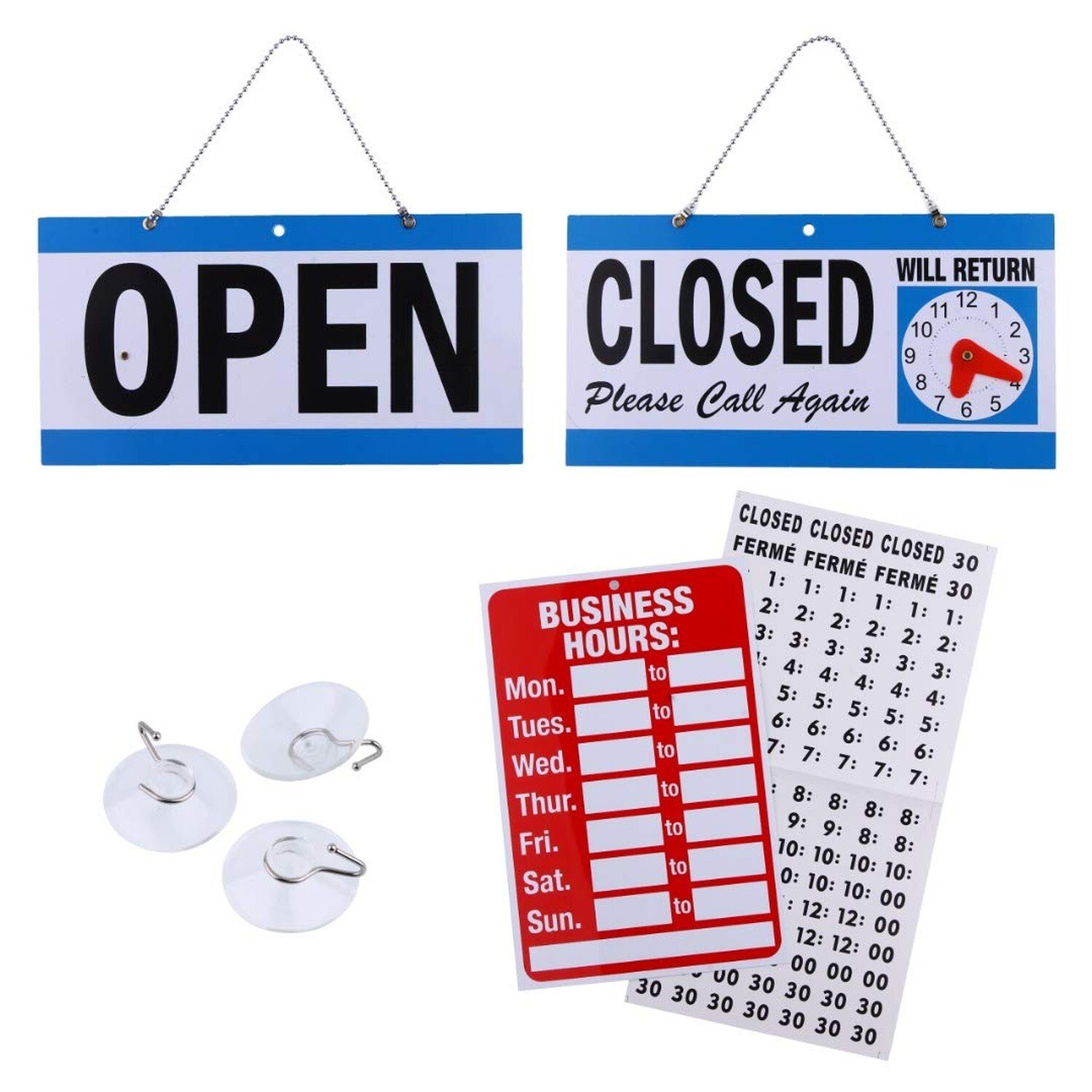 Open Signs for Business, Bundle of Office Hours Sign Will Return Clock with S...