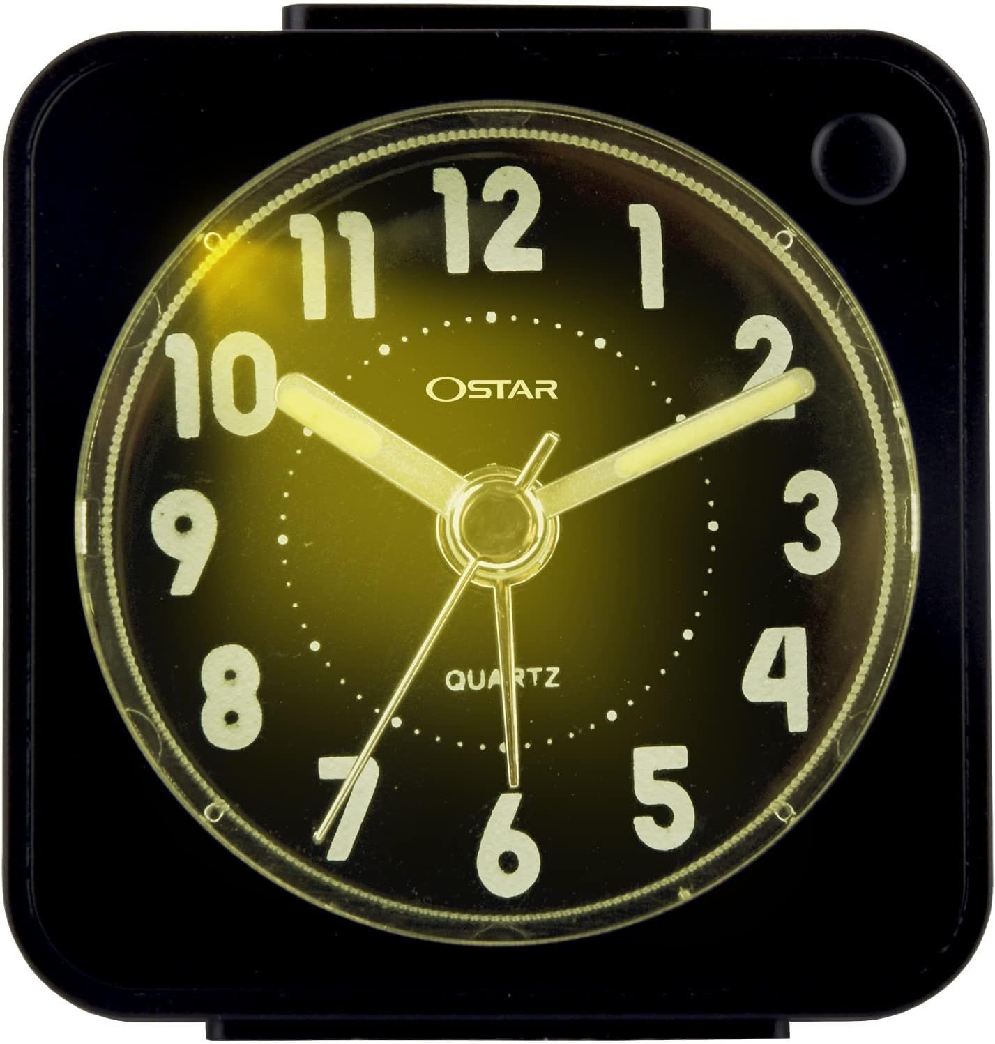 OSTAR Small Travel Alarm Clock Quartz Silent Snooze Lighted Square Tiny Clock AA