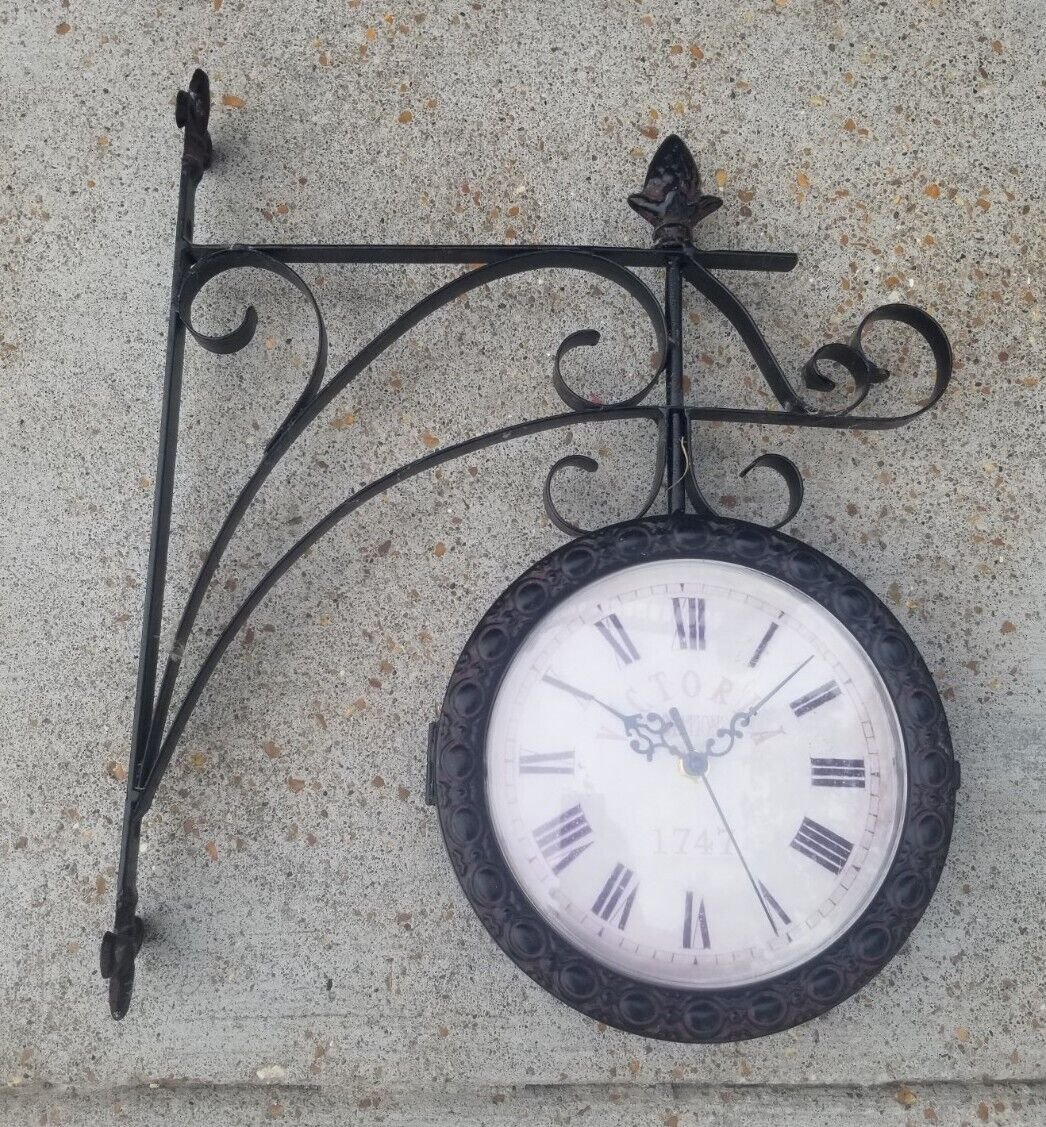 Outdoor Garden Wall Bracket Hanging Clock Double Sided Outside Bracket Retro