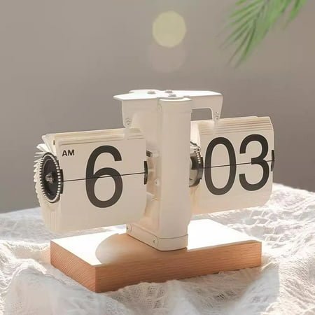 Page clock automatic retro mechanical clock Creative decoration desk clock living room digital electronic alarm clock