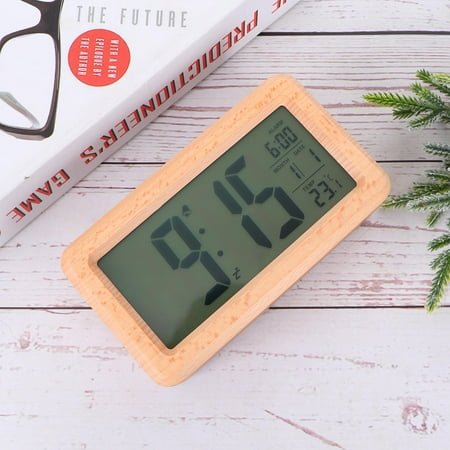 PAMINGONO 1Pcs Tabletop Clock Wooden Digital Alarm Clocks Rectangular Material