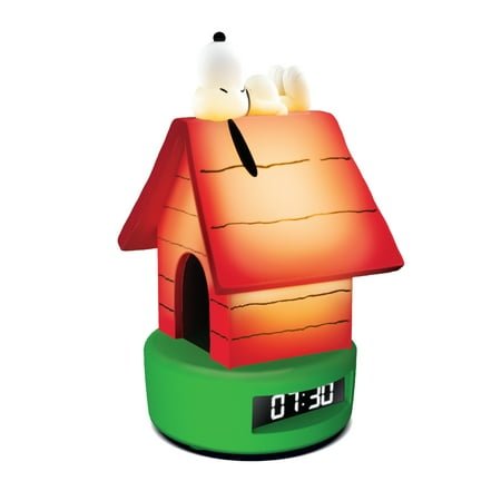 Peanuts Snoopy Doghouse LED Alarm Clock – Warm White Lighting, Digital Display, Snooze Function, USB Powered, Cute & Nostalgic Bedroom Décor