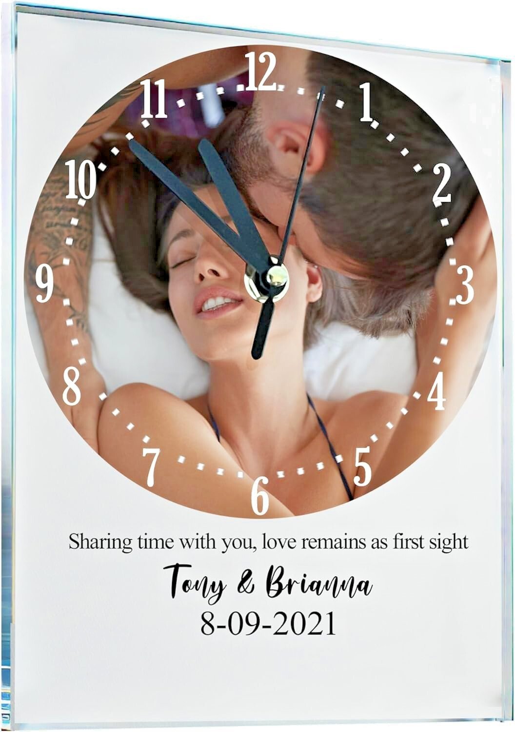Personalized Photo Wall Clock – Custom Silent Clock with Text for Wall or Desk