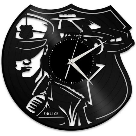 Police Officer Vinyl Wall Clock,Vinyl Record Clock Wall Art Unique Room Decorations Handmade Gift