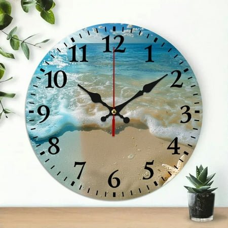 Pratyus 10-Inch Starfish Beach Ocean Theme Wall Clock for Living Room Decor - Silent Non-Ticking Analog Clock for Home and Office 10x10in