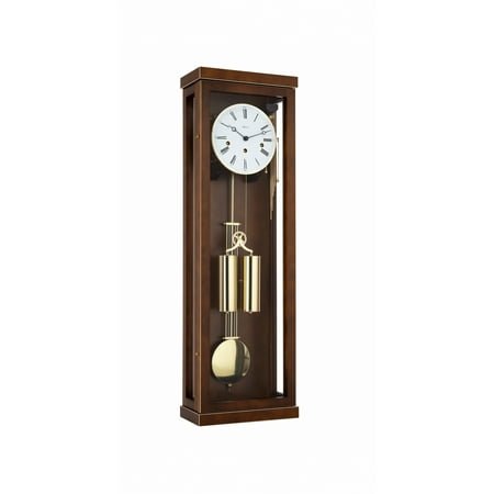 Puristic regulator out of massive walnut wood with 8-day 4/4 Westminster movement by Hermle