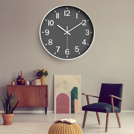 Qdahuk Wall Clock Silent Wall Clocks Battery Operated 12 Inch Modern Non Ticking Analog Clock Decorative For Kitchen Office Bathroom Bedroom Mothers Day Gift Ideas Clearance Gray