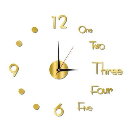 QHUDLV 3D Wall Decal Decorative Clock,Frameless Silent Non Ticking Modern Home Decor Wall Clock with Wall Sticker,Modern DIY Wall Clock Decal Sticker for Home Decor S8O8