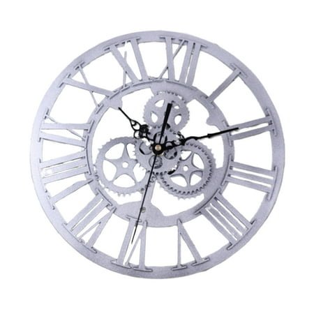 Raindrops Creative Wall Clock Made of Wood Silver Color Wonderful Gift for Bedroom Kitchen Living Room 12 Inch