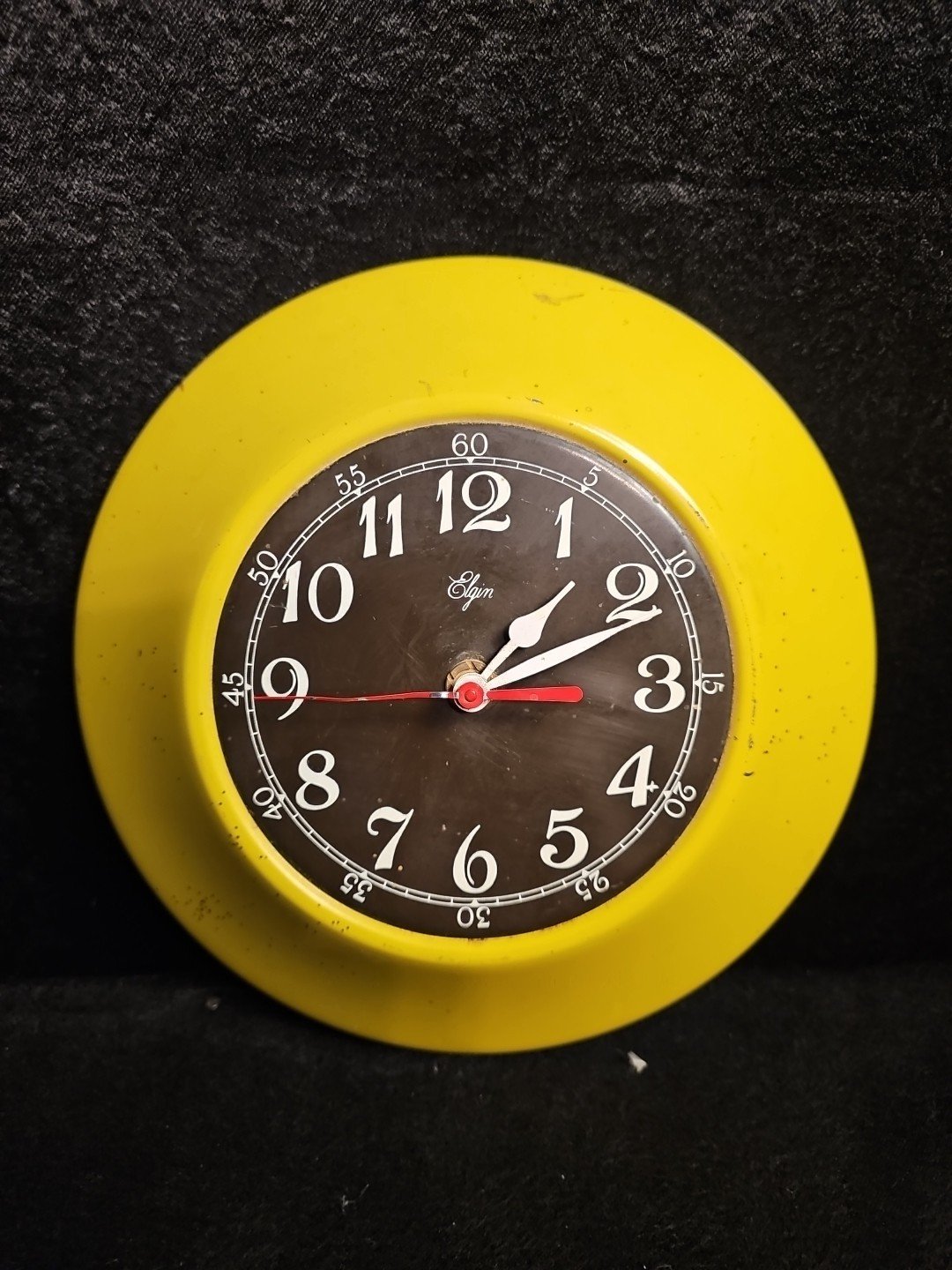 Rare Vintage MCM Elgin Metal Wall Clock ~ Battery Operated