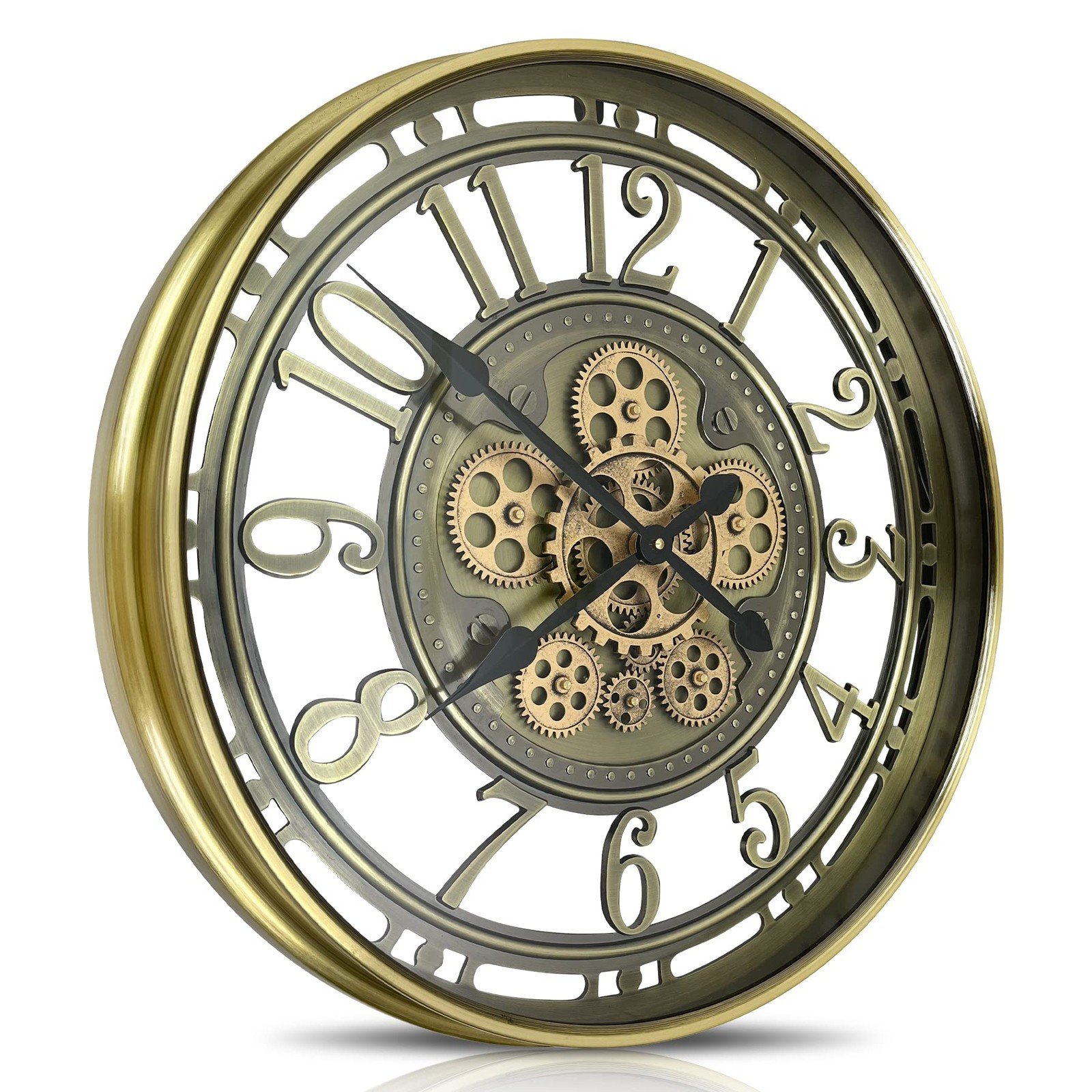 Real Moving Gears Wall Clock Large Modern Metal Clocks for Living Room Decor,...