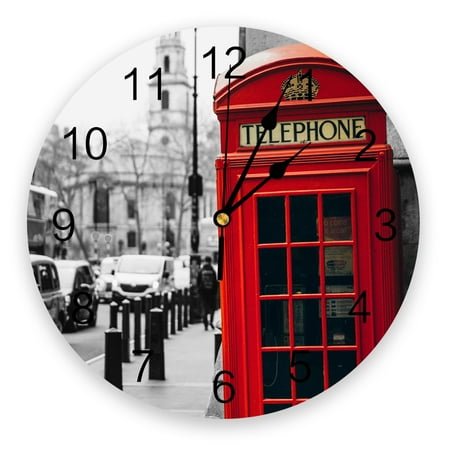 Red Teleph Booth London Street Wall Clock Modern Design Living Room ration Clock Mute Wall Watch Home Interior r