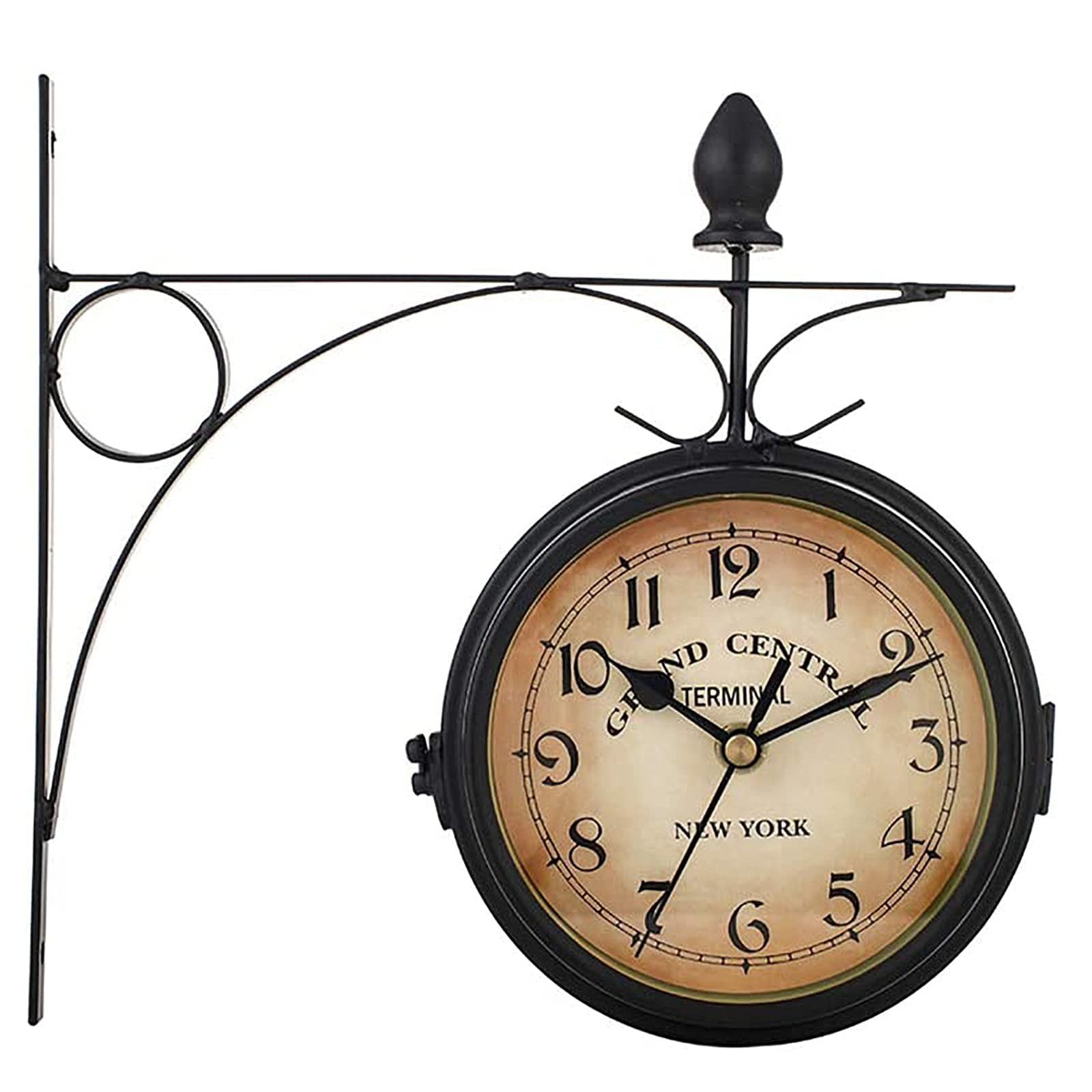 Retro Double-Sided Garden Wall Clock,Vintage Industrial Two Sides Wall Hangin...