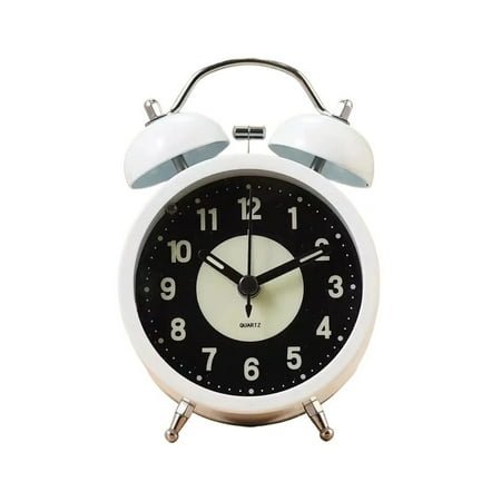 Retro Metal Twin Bell Alarm Clock with Night Ligh Silent Non-ticking Luminous Quartz Analog Desk Clocks