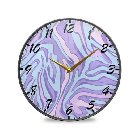 Round Clock Wall Clock Decorative Clock 9.5 Sizes Clock Lavender Zebra Print