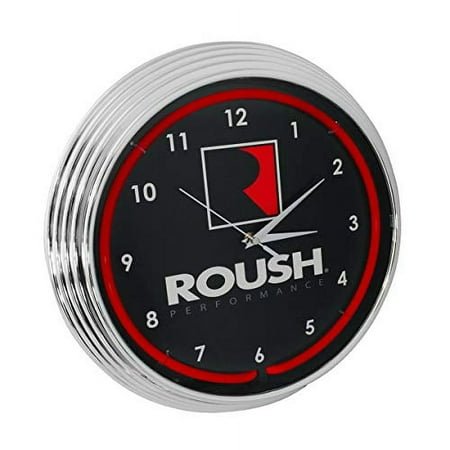 Roush Performance Red Neon Clock 15 Inch Diameter with Chrome Finish Rim - 8RSHPF