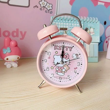 Sanrio Bedroom Alarm Clock Kuromi MyMelody HelloKitty Cinnamoroll Heart Bedside Wake Up Alarm Clock Silent Alarm Clock