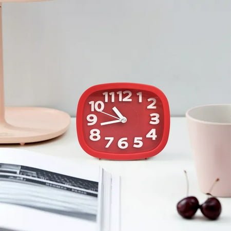 SATRINO Vintage Small Alarm Clock with Night Light, Blue, Silent Quartz Movement, Non-Ticking, Decorative, for Bedside Table, Desk, Kitchen, Bedroom, Shelf, Nightstand, Wall Hanging (Red)