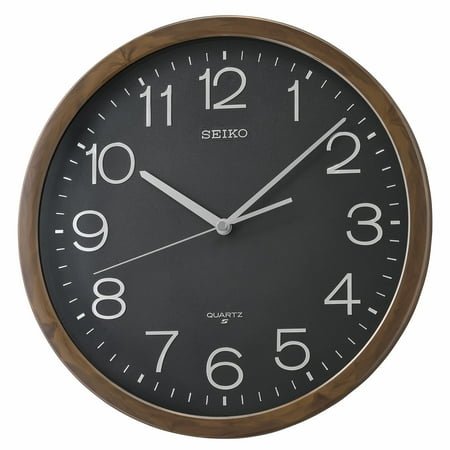 Seiko 14 inch Shigato Round Wall Clock Black Brown Traditional Analog Quartz QXA807ARH