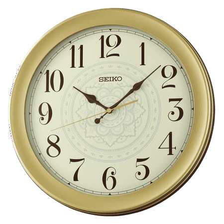 Seiko Carter Wall Clock, Gold Flower