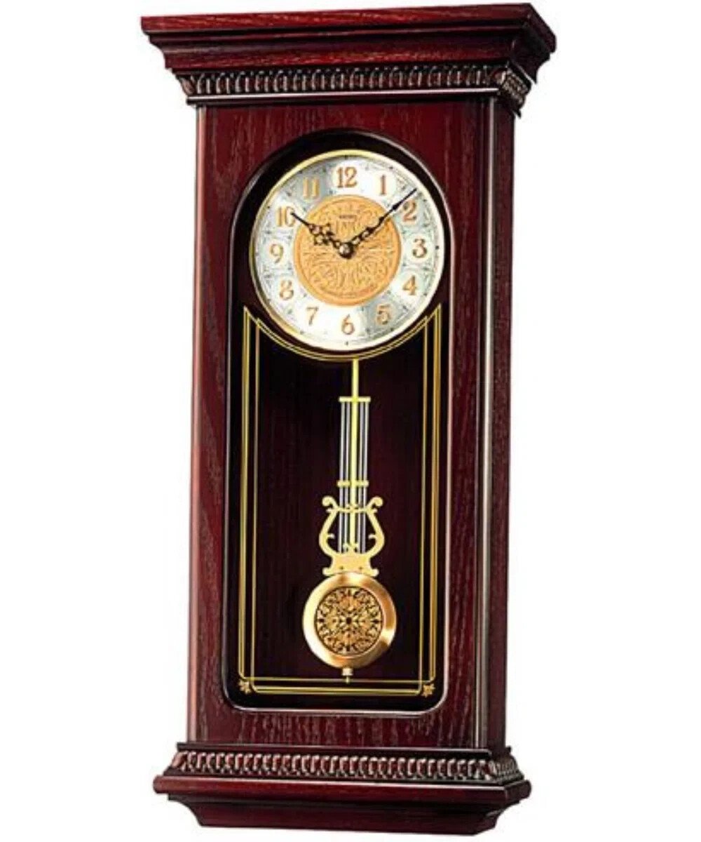 Seiko Solid Oak Wall Clock Dual Chime with Pendulum.