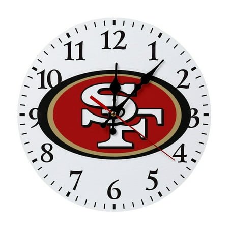 S_F_49ers Circular Wall Clock, Modern Small Wall Clocks Battery Operated 9.8 Inch, Silent Non-Ticking Analog Classic for Office, Home, Bathroom, Kitchen, Bedroom, School