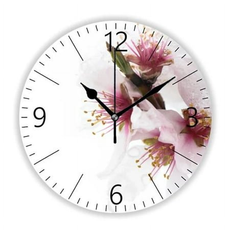Shabby French Almond Pastel Pink Rose Floral Wall Clock Living Room Elegant Chic Flowers Watch Kitchen Bedroom Home Decor