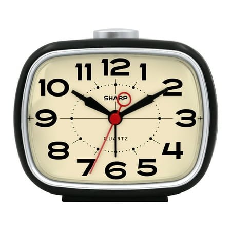 Sharp Battery Powered Alarm Clock, Retro Battery Operated Alarm Clock for Bedrooms, Office, Travel - Super Quiet with No Ticking, Snooze alarm, Beep Sounds, Gentle Wake, Simple to Use