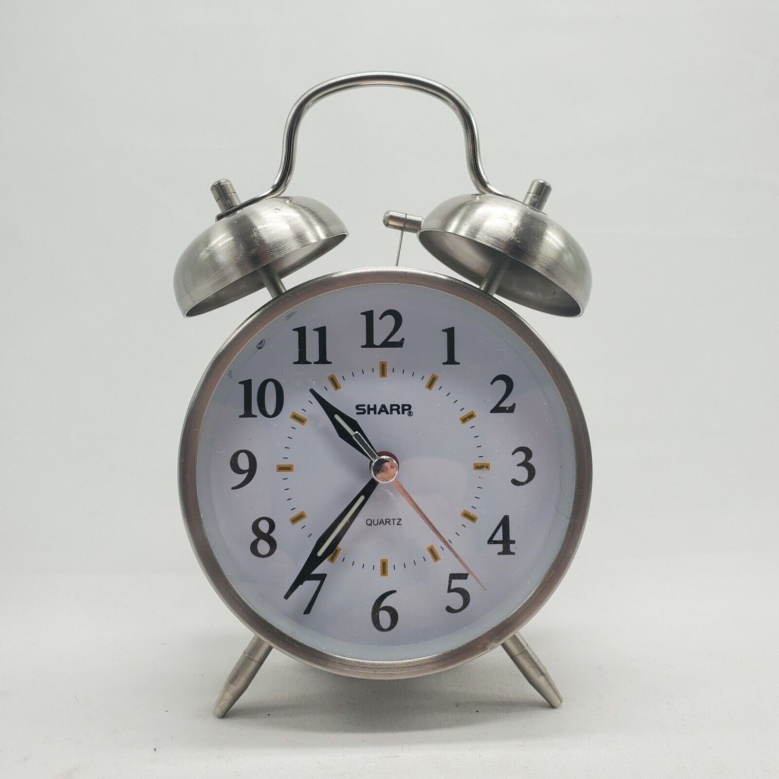 Sharp Twin Alarm Clock Quartz Silver Backlight-Old Fashioned Loud Bell...