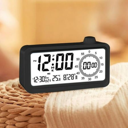shyuyusa 2024 Upgraded Digital Alarm Clock, LED Display with Temperature Larger Lound Light Control Portable Calendar Brightness with Battery Powered Alarm Clocks Bedside for Everyone