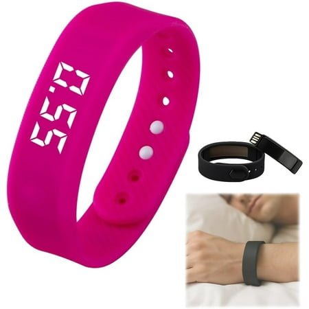 Silent Wakeup Buddy, Silent Vibrating Alarm Clock, LED Electronic Digital Alarm Clock with USB Ports, Sports Smart Bracelet Suitable for Male and Female Sports Enthusiasts(Pink)