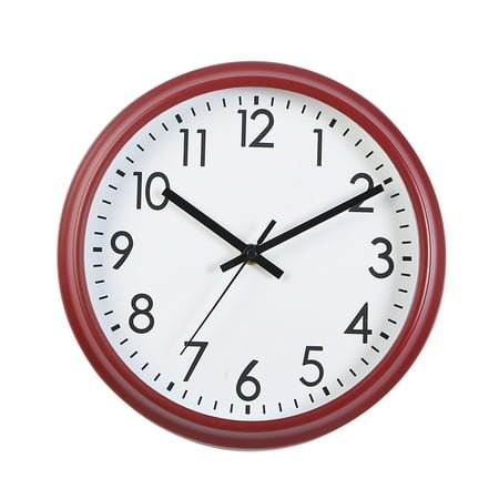 Simple Dial Clock Round Silent Clock Battery Operated Decorative Wall Clock for Living Room Bedroom Kitchen(Red)