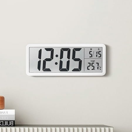Simple LCD clock, living room wall clock, multi-functional temperature and humidity display alarm clock