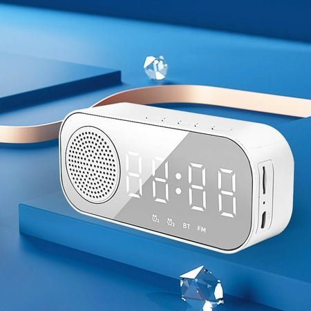 Skegnu Loud Alarm Clock Alarm Clock Bluetooth Speaker High Power Portable Column For PC Computer Speakers Subwoofer Box Music Center FM Alarm Clocks for Kids