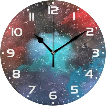 SKYSONIC Space Galaxy Wall Clock 10 Inch Silent Non Ticking Round Clock Oil Painting Clock Easy to Read Clock for Living Room Bedroom Bathroom Home Decor