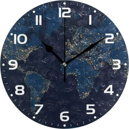 SKYSONIC Space Galaxy Wall Clock 10 Inch Silent Non Ticking Round Clock Oil Painting Clock Easy to Read Clock for Living Room Bedroom Bathroom Home Decor