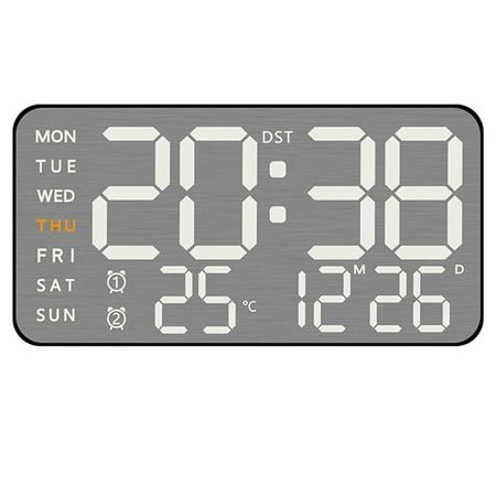Sleek Metal Brushed Touch Led Clock Full Display With Adjustable Brightness Black Shell Smile Home